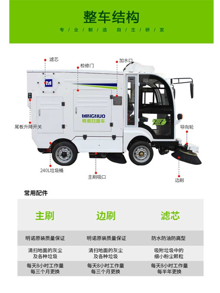 四轮扫路车MN-S1800配备240L标准西夏垃圾桶