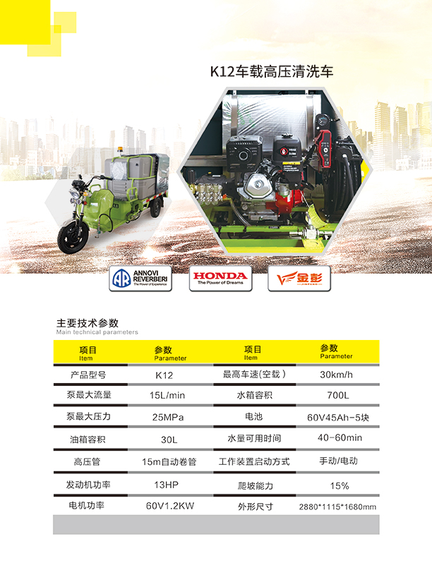 新款K12车载西夏高压清洗车