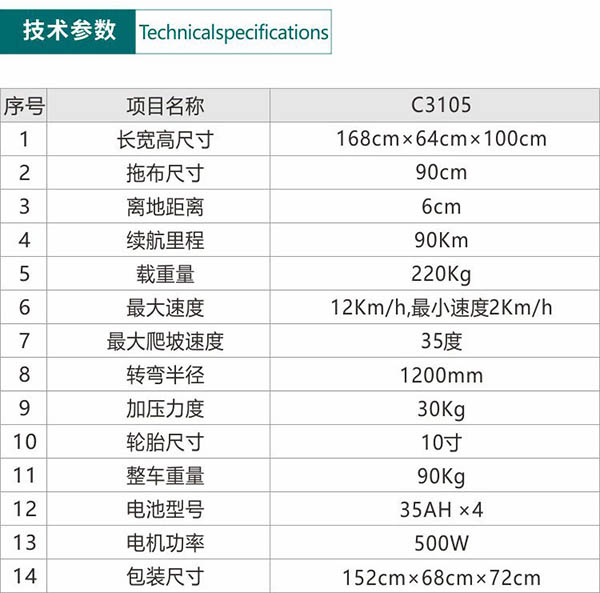 电动西夏尘推车C3105